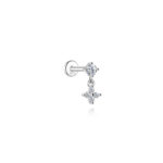 Moissanite Flower Dangle Labret for Helix & Tragus