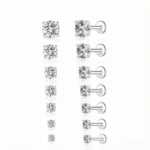Moissanite Curved Three-Stone Labret Stud