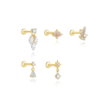 5Pcs S925 SIlver Opal Piercing Studs Set