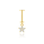 925 Silver Flower CZ Dangle Cartilage Stud