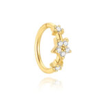 925 Silver Octagram Flower CZ Nose Ring - Hypoallergenic Septum & Cartilage Piercing