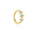 925 Silver Sparkling Floral CZ Piercing Hoop - Dainty Gold Flower Cartilage Earring Jewelry