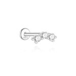 925 Sterling SIlver Moissanite Curved Three-Stone Labret