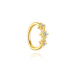 925 Sterling Silver Floral Trio CZ Piercing Hoop - Dainty Triple Flower Cartilage Earring