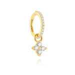 925 Sterling Silver Flower Dangle Hoop Earrings - CZ Clover Clicker for Helix & Lobe Piercing