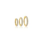 925 Sterling Silver Full CZ Pave Hinged Hoop Earrings - 6mm/8mm/10mm Cartilage Clicker for Helix & Tragus