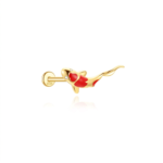 925 Sterling Silver Koi Fish Flat Back Stud Earrings - Red Enamel Lucky Carp Animal Jewelry