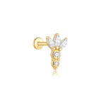 925 Sterling Silver Marquise Flower Stud Earrings - Hypoallergenic Flat Back Helix, Cartilage, Tragus Piercing