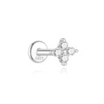 925 Sterling Silver Moissanite Flower Piercing - 16G 18G Internally Threaded Labret