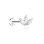 925 Sterling Silver Moissanite Marquise Leaf Flat Back Stud