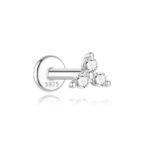 925 Sterling Silver Moissanite Trinity Labret Stud | 16G Internally Threaded Piercing
