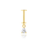 925 Sterling Silver Pear CZ Hanging Upper Helix