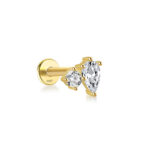 925 Sterling Silver Pear & Round CZ Flat Back Stud