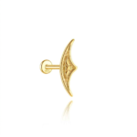 925 Sterling Silver Sailboat Moon Hidden Helix Piercing | Celestial Gold Cartilage Stud
