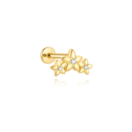 925 Sterling Silver Triple Flower Stud Earrings - Flat Back Labret for Cartilage, Helix, Tragus Piercing
