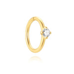 Dainty Gold Nose Ring with CZ- S925 Silver Hinged Hoop for Cartilage