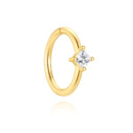 Hypoallergenic 925 Silver Nose Hoop with Square Zirconia