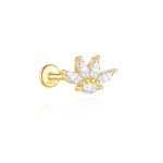 Marquise Lotus Flat Back Labret | 16G Threaded Cartilage Stud for Helix & Conch
