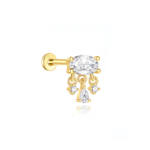 Minimalist Oval Charms Labret - 925 Silver Flat Back Earrings