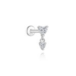 Moissanite Double Heart Dangle Labret Piercing