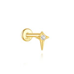 S925 Silver Star CZ Flat Back Earring - Minimalist Cartilage Helix Piercing