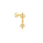 Single Double North Star Dangle Piercings - 16G Threaded Labret for Helix & Lobe