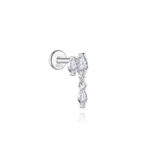 Single Marquise Duo Dangle Stud - 16G Threaded Labret Helix & Lobe