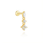 Single Marquise & Flower Trinity Bar Stud