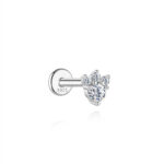 Single Moissanite Paw Print Stud - 925 Silver Threaded Helix & Tragus (Dainty Animal Piercing)