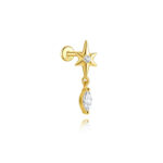 Single North Star Marquise Dangle Stud (16G)