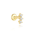 Single Triple Zirconia Bar Stud - 16G Threaded Labret for Helix & Tragus